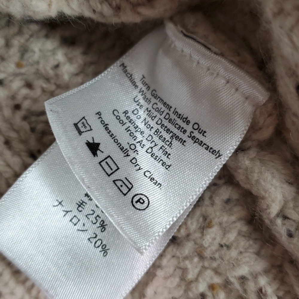 Eddie Bauer Beige Cable Knit fisherman Sweater Cardigan EUC - Picture 15 of 16
